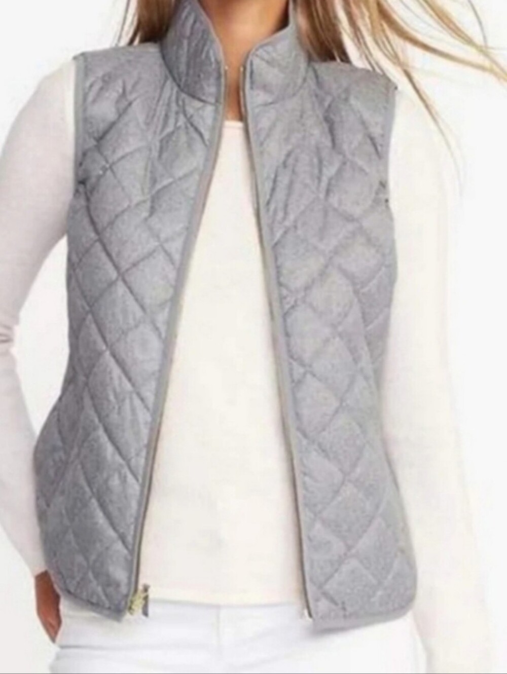 Old Navy Women Quilted Gray Vest Jacket Size Small Petite